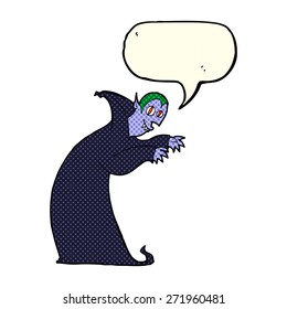 cartoon spooky vampire with speech bubble