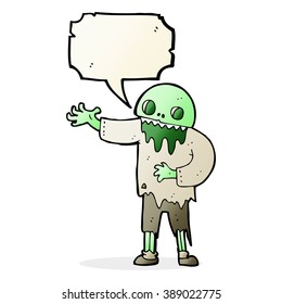 cartoon spooky zombie with speech bubble