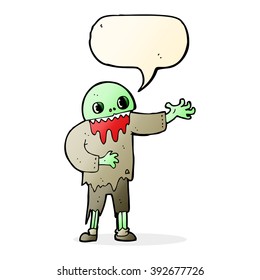 cartoon spooky zombie with speech bubble
