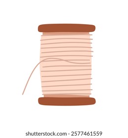 Cartoon spool of thread for needlework, sewing. Vector hand draw illustration. 