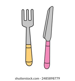 Cartoon Löffel Gabelmesser Küchendesign.
