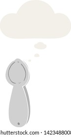 cartoon spoon with thought bubble in retro style