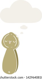cartoon spoon with thought bubble in retro style