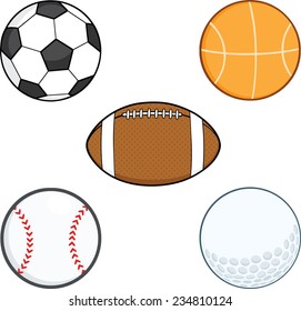 Cartoon Sport Balls Vector Collection Set Stock Vector (royalty Free 