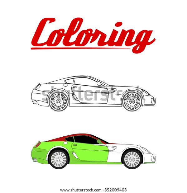 cartoon sport car- Coloring\
book