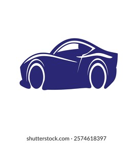 Cartoon sport car side view silhouette icon Vector illustration