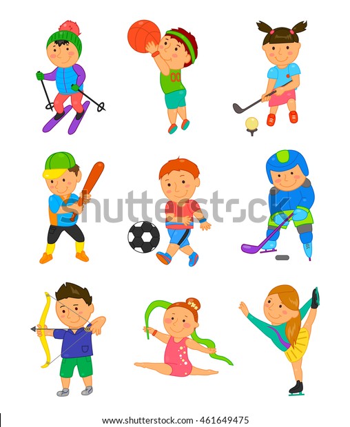 Cartoon Sport Kids Vector Illustration Children Stock Vector (Royalty