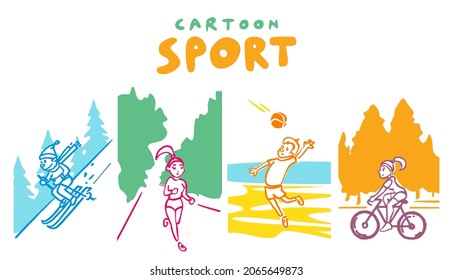 Cartoon sport workout.
Vector illustrations