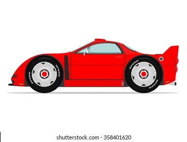 Cartoon sports car on a white background. Vector without gradients.