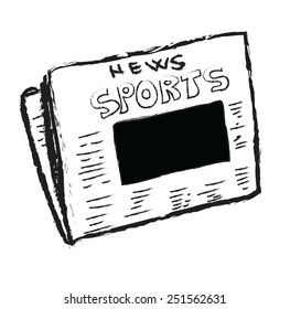 Cartoon sports news with blank photo,  concept empty reportage, vector illustration design element