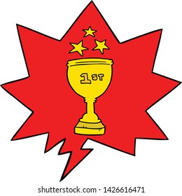 cartoon sports trophy with speech bubble