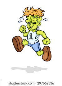 Cartoon Sportsman Character Running Vector Illustration