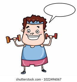 cartoon sportsman illustration speech bubble