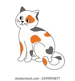 Cartoon spotted cat vector illustration, isolated on white background