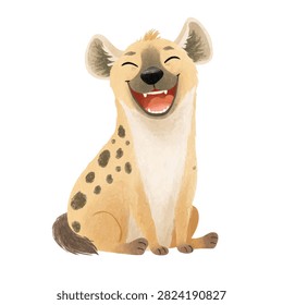 Cartoon spotted hyena smiling face closeup