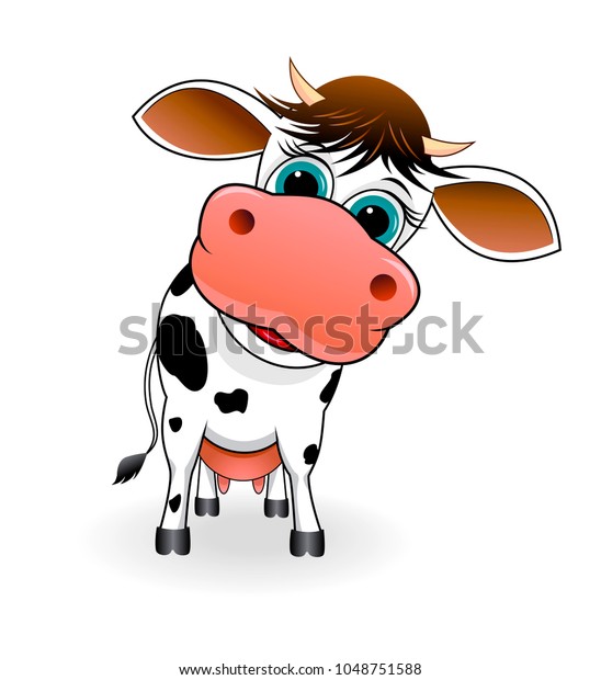 Cartoon Spotty Cow On White Background Stock Vector (Royalty Free ...