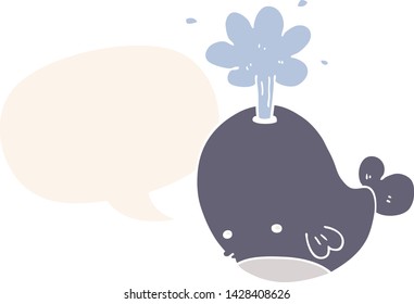 Cartoon-Spuckwal mit Sprachblase im Retro-Stil