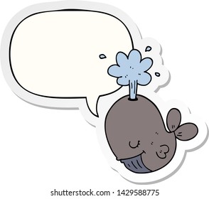 Cartoon Spuckwal mit Sprechblasen-Aufkleber