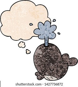 caricatura que espolea ballena con burbuja de pensamiento al estilo de textura gruesa