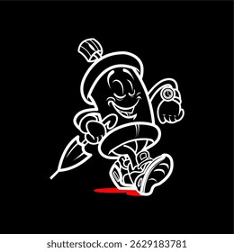 Cartoon Spray Can Character Walking with Swagger 

