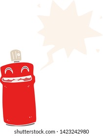 lata de aerosol de dibujos animados con burbuja de habla en estilo retro