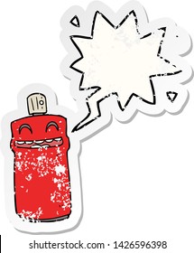 lata de aerosol de dibujos animados con burbuja de habla pegatinas antiguas angustiadas