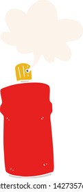 cartoon spray can with speech bubble in retro style