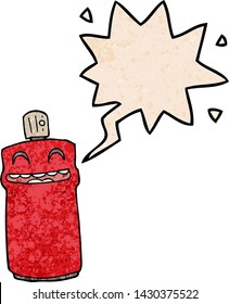 Cartoon Spray-Dose mit Sprachblase im Retro-Stil