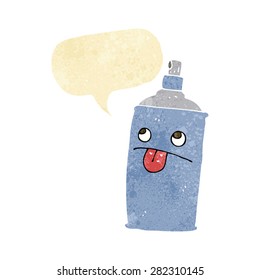 cartoon spray can with speech bubble