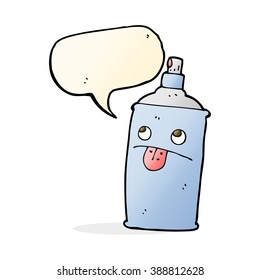 cartoon spray can with speech bubble