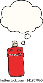 cartoon spray can with thought bubble