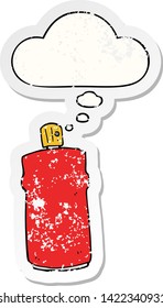 cartoon spray can with thought bubble as a distressed worn sticker