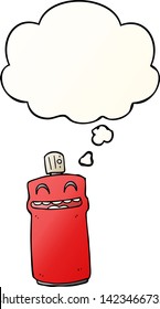 cartoon spray can with thought bubble in smooth gradient style