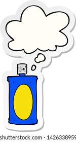 cartoon spray can with thought bubble as a printed sticker