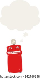 cartoon spray can with thought bubble in retro style