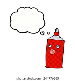 cartoon spray can with thought bubble