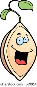 A Cartoon Sprouting Seed Smiling And Happy.