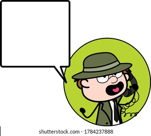 Cartoon Spy Calling on Cell Phone 