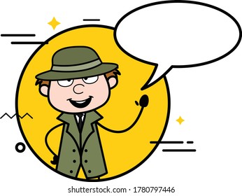 Cartoon Spy mit Chat-Blase