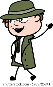 Cartoon Spy saying Hello Design Illustration