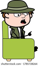 Cartoon Spy sitting on sofa