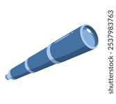 Cartoon spyglass pointing upwards, suggesting observation, exploration, and discovery