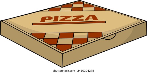 Caja de la pizza de la plaza de caricaturas. Ilustración dibujada a mano vectorial aislada en fondo transparente