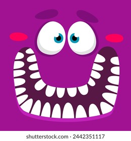Ilustración vectorial de cara de monstruo cuadrado de dibujos animados