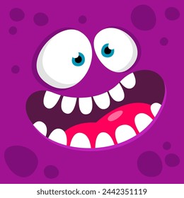 Ilustración vectorial de cara de monstruo cuadrado de dibujos animados