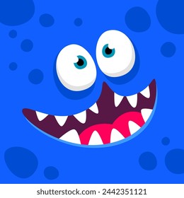 Cartoon Square Monster Face Vector Illustration
