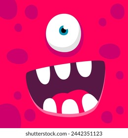 Cartoon Square Monster Face Vector Illustration