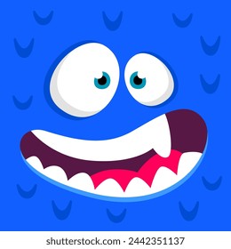 Cartoon Square Monster Face Vector Illustration