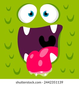 Ilustración vectorial de cara de monstruo cuadrado de dibujos animados