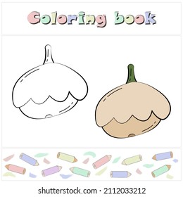 Cartoon squash. Coloring book. Simple education game for kids. Vector illustration, eps